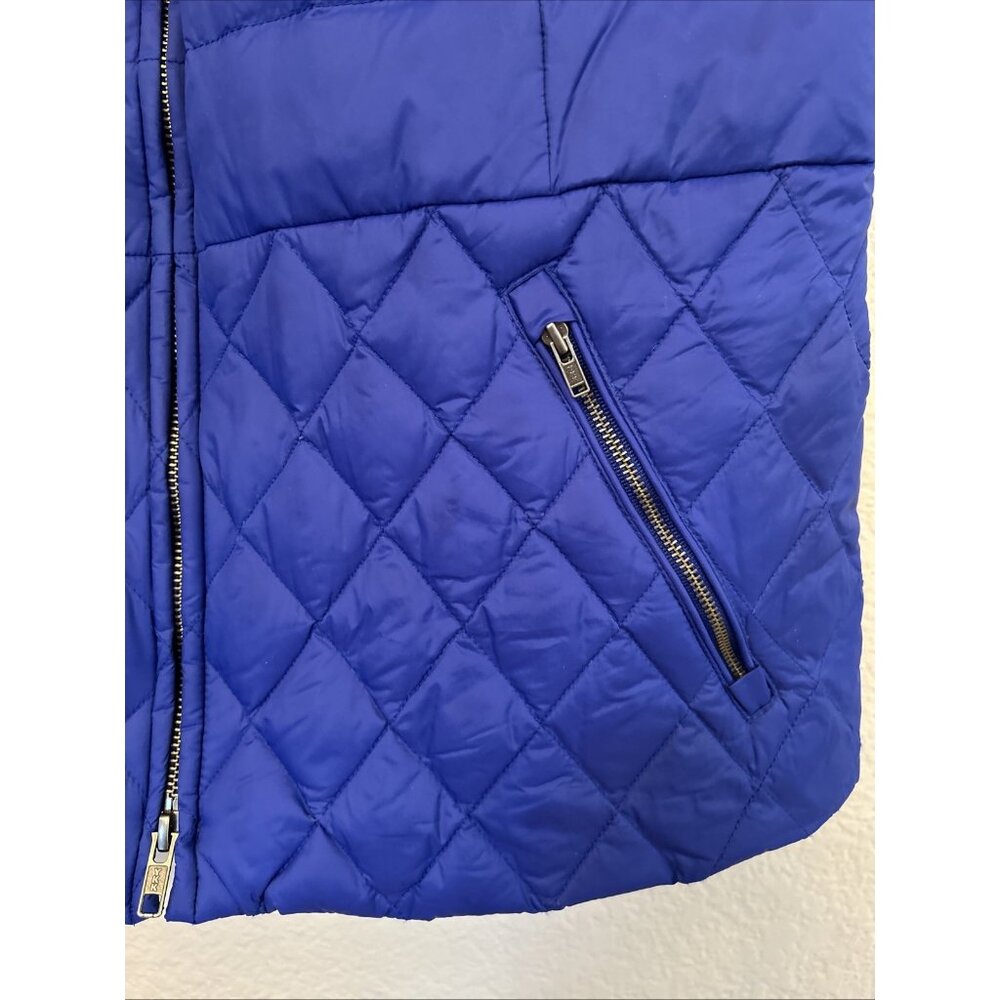 Talbots Down Fill Puffer Vest Women's‎ Size Medium Blue Quilted Full Zip Pockets - Picture 3 of 9
